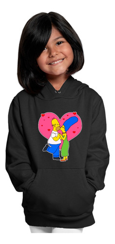 Sudadera Negra Infantil De Homero Y Marge Simpson Enamorados