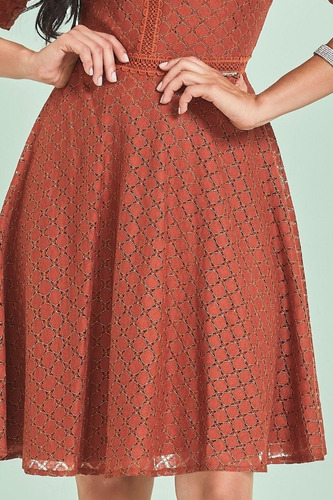 Imagem 3 de 6 de Vestido Godê Renda Dazul Dz4042