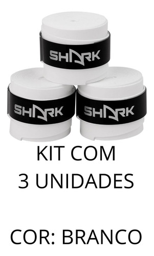 Overgrip Shark Pro Extra Tracky 0,6mm Branco - Kit Com 3