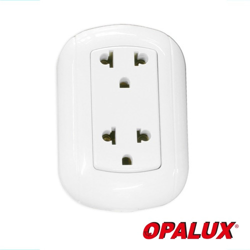 Tomacorriente Doble Universal 2polos Tierra Oval Opalux 10a