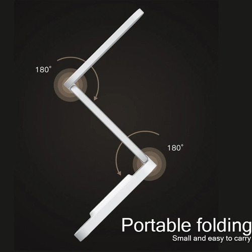 Lámpara De Escritorio Led Plegable Recargable Portable Niños Estructura Blanco Pantalla Celeste