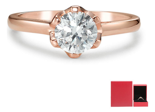 Anillo Promesa Oro Rosa Chapado Compromiso Mujer Diamante