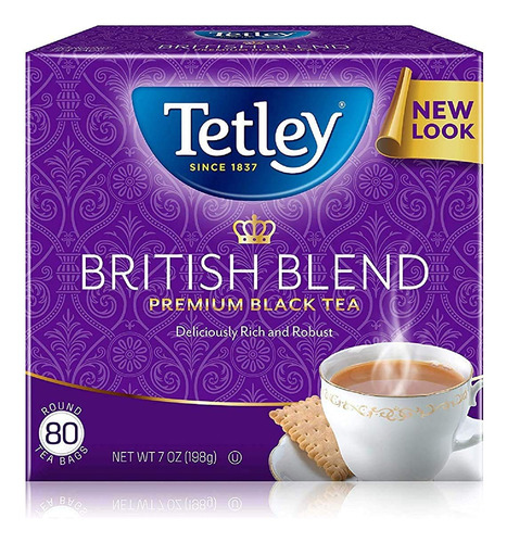 Té Negro Premium Tetley British Blend, 80 Bolsitas De Té (p