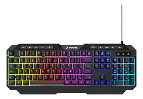 Teclado Gamer Fortrek Shortcut Membrana ABNT2 com Iluminação Rainbow para Jogos e Trabalho