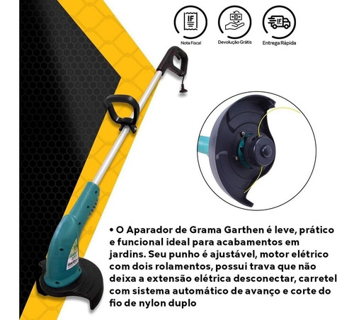 Aparador De Grama Gam-1000i 1500w 220v Preto E Verde