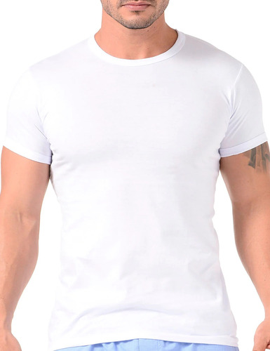 Camiseta En Algodón Color Blanco Publicitario Cuello Redondo