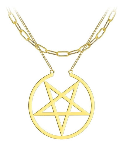 Collar Con Dije Estrella Wicca Color Oro De Acero Para Mujer