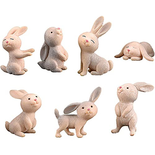 7 Figuras De Conejos Niños, Juego De Juguetes De Anima...