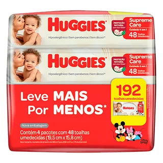 Toalhas Umedecidas Huggies Supreme Care Em Pacote Com 4