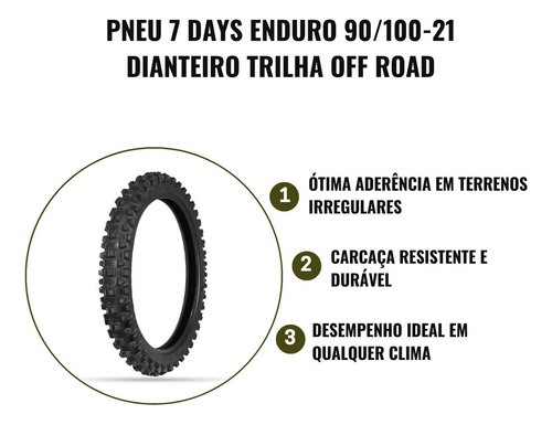 Pneu Dianteiro Borilli 7 Days Exc 90/100-21 Off Road