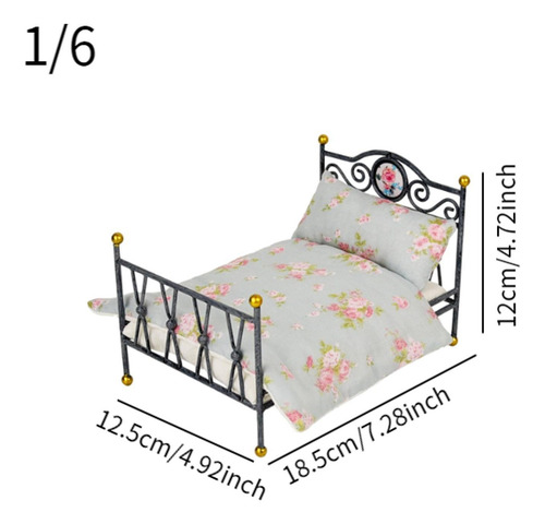 Modelo De Cama De Casa De Muñecas 1:6, Muebles De D