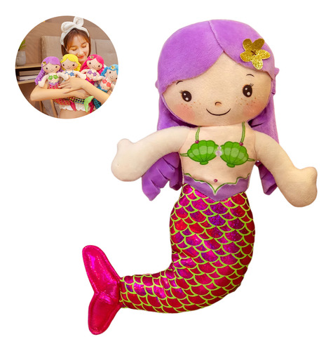 Muñeca De Trapo Con Forma De Sirena, 30 Cm, De Peluche D