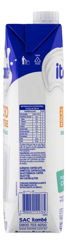 Leite Uht Semidesnatado Zero Lactose Itambé Kit 6unidades 1l