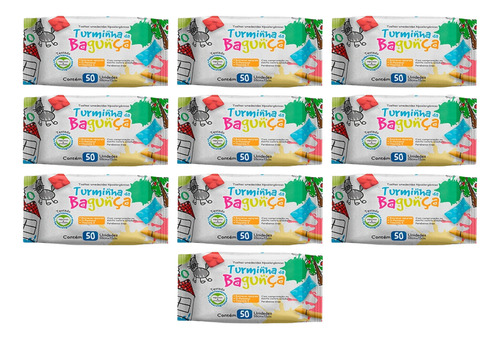 Toalhas Umedecidas Turminha Da Bagunça 50 Folhas Kit Com 10