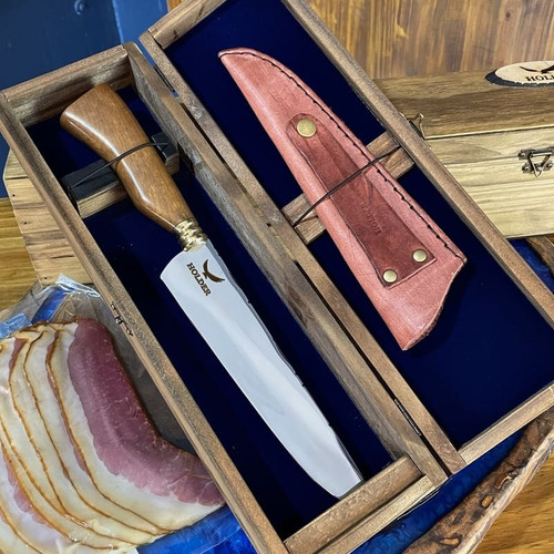 Faca Para Churrasco Artesanal Personalizada Com Caixa Cor Marrom