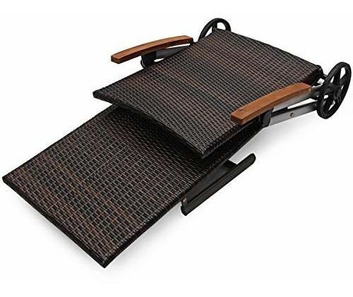 Tangkula Tumbona Reclinable De Mimbre Con Respaldo Plegable
