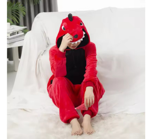 Pijama Mameluco Dinosaurio Rex Rojo Cosplay Disfraz Adulto