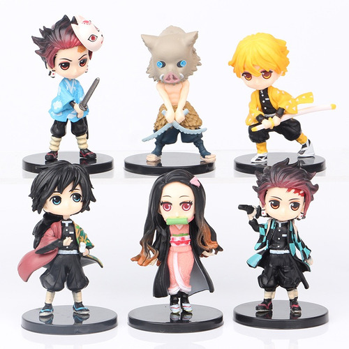 Imagen 1 de 8 de 6 Piezas Anime Demon Slayer Colección Figuras De Juguete