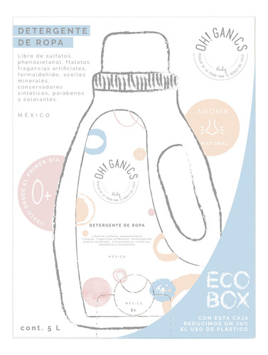Detergente Telas Ecobox De Ohganics 5 Litros Natural Bebes