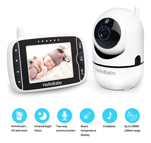 Monitor Para Bebes Con Camara De Vision Nocturna Hellobaby