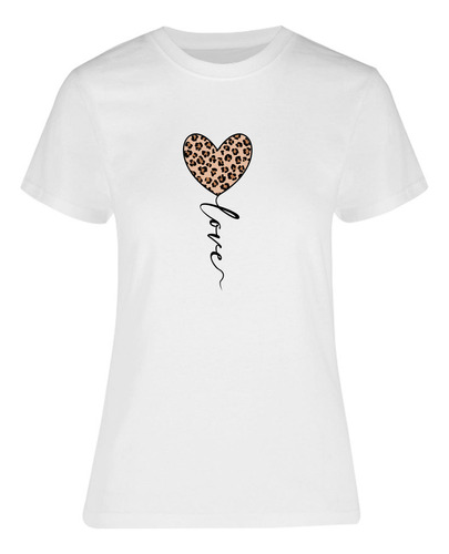 Playera Mujer San Valentín - Corazón Leopardo - Amor Love