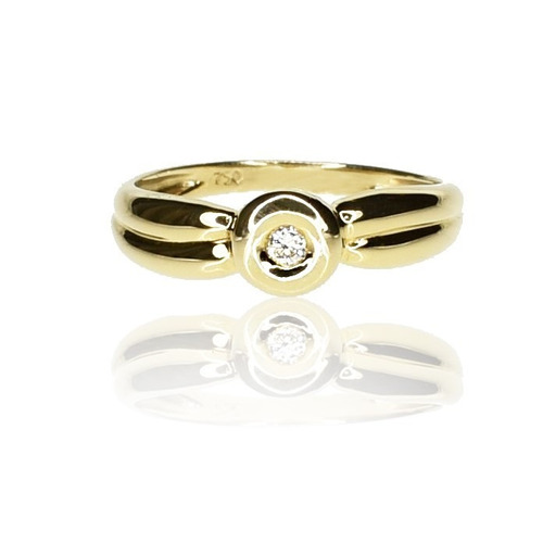 Anillo Solitario Diamante Brillante Oro 18 Kts.- Free Watch 