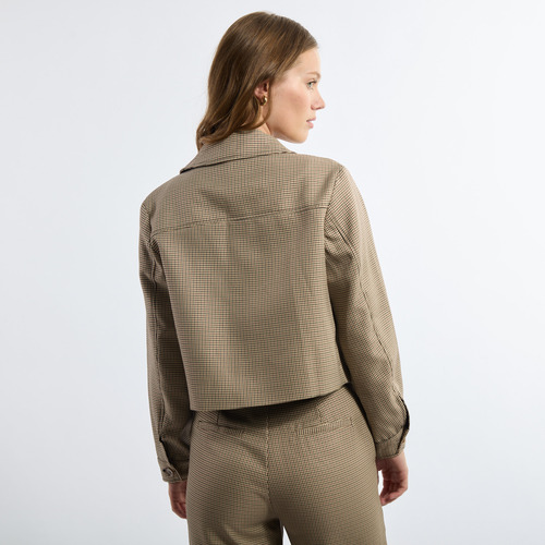 Chaqueta Mujer Kevingston Tweed Estampada Beige