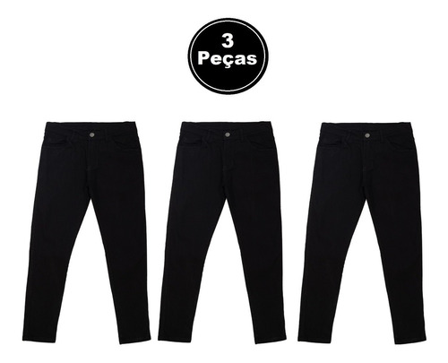 Imagem 1 de 1 de Kit 3 Calça Jeans  Masculina Slim Original  Elastano Lycra 