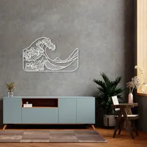 Comprar Quadro Escultura Grande Onda Kanagawa 150x92 Branco Mdf 6mm