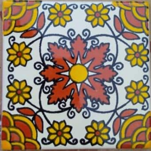 Azulejo Talavera Mexicano: Rosa De Desierto