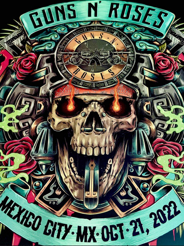 Guns N Roses Litografía Ciudad De Mexico 2022 Numerada (Usado)
