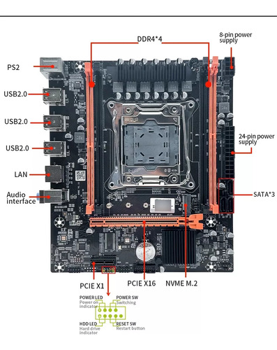 Placa Mãe Ddr4 X99 Socket 2011-3 + Xeon E5-2650 V3/ 16gb Mem
