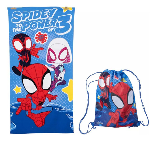 Toalla De Playa Spidey-spiderman Con Morral Cordel 70 X 140