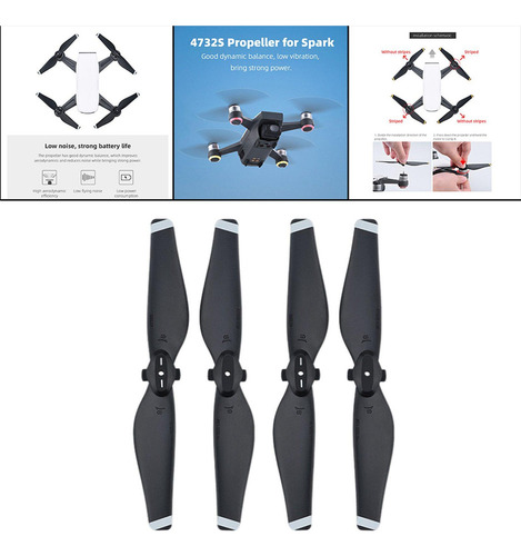4pack Hélices Compatibles Con Spark 4732s Drone Accesorios