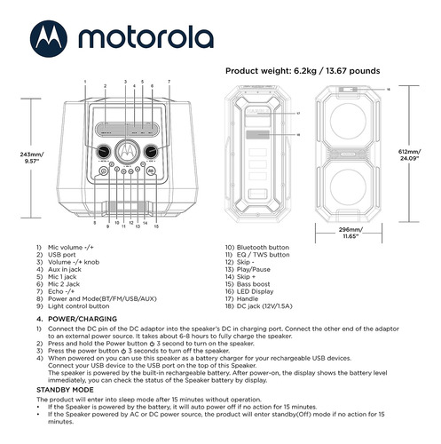 Bocina Motorola Rokr 820 Bluetooth Subwoofer Integrado...