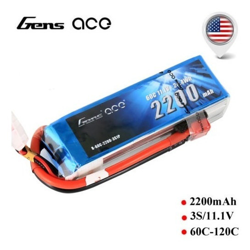 Gens Ace (60-120c) 2200mah 11.1v Batería Lipo De 3s Decanos