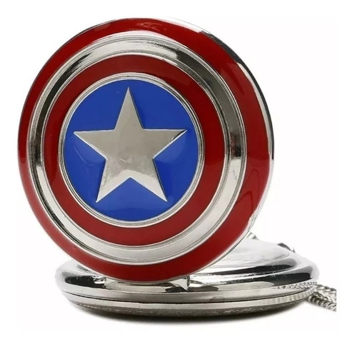 Reloj De Bolsillo Capitan America C/cadena 4.8cm R16