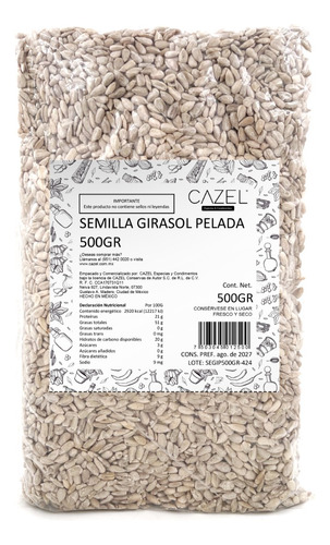 Semilla De Girasol Pelada Sin Cascara Natural 500g