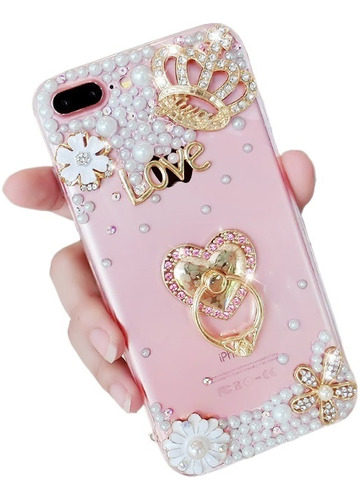 Para iPhone Silicona Corona Rhinestone Caso