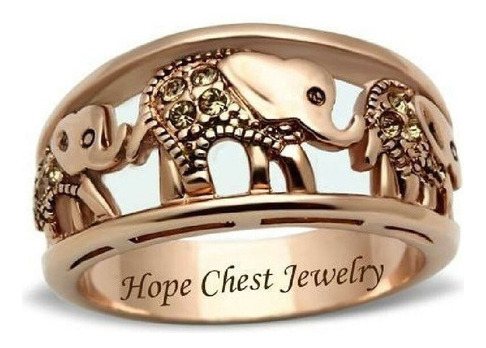 Anillos De Cristal De Elefante Hueco Para Mujer Oro Rosa