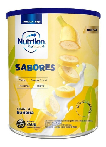 Leche de fórmula en polvo sin TACC Nutricia Bagó Nutrilon Profutura 4 sabor banana en lata de 1 de 350g a partir de los 2 años