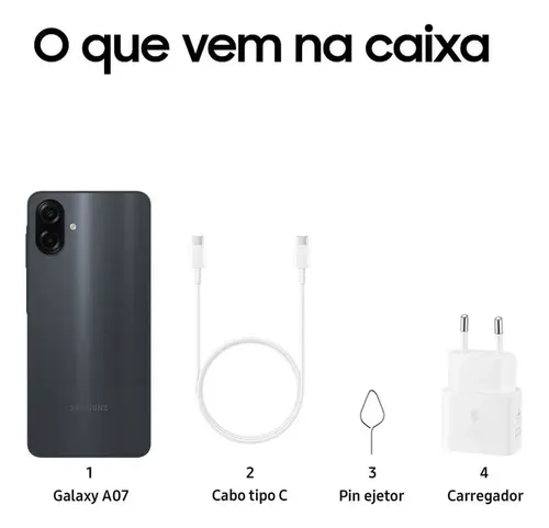 Celular Samsung Galaxy A07 256gb, 8gb, Câmera 50mp, Tela 6.7