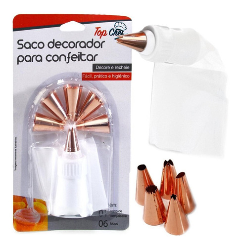 Saco Bisnaga Decorador Confeiteiro Bolo Profissional 06 Bico