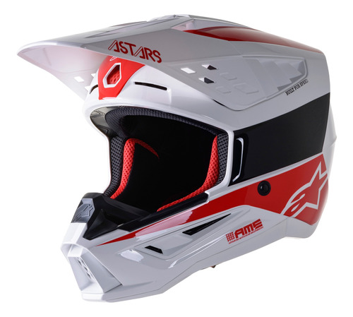 Casco Alpinestars S-m5 Bond Blanco/rojo Brilloso Xl Diseño Solid