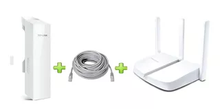 Antena Combo + Router + Cable X 15 Metros Wifi 2.4 Ghz