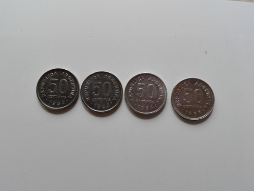 Lote De 4 Monedas 50 Centavos De 1952 A 1955 San Martin