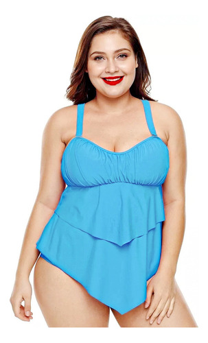 Traje De Baño Para Dama Gordita Curvy Blusón Largo Extra [u]