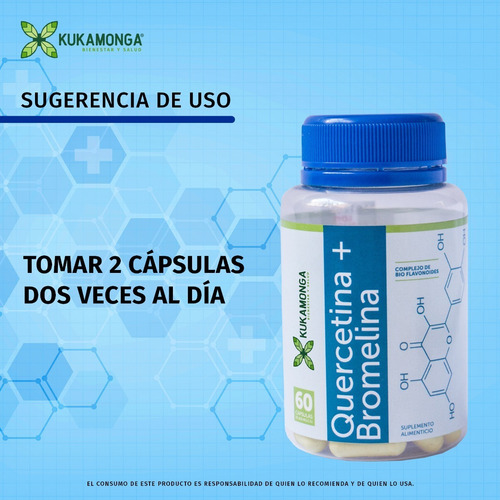 Quercetina + Bromelina - 60 Cápsulas Sabor Sin sabor