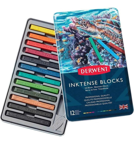 Bloco De Giz Aquarelavel Derwent Inktense Estojo 12 Cores