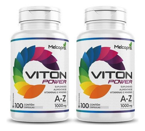 Suplemento Vitaminico A-z Viton Power 1000mg 2x 100 Cápsulas Sabor Sem Sabor